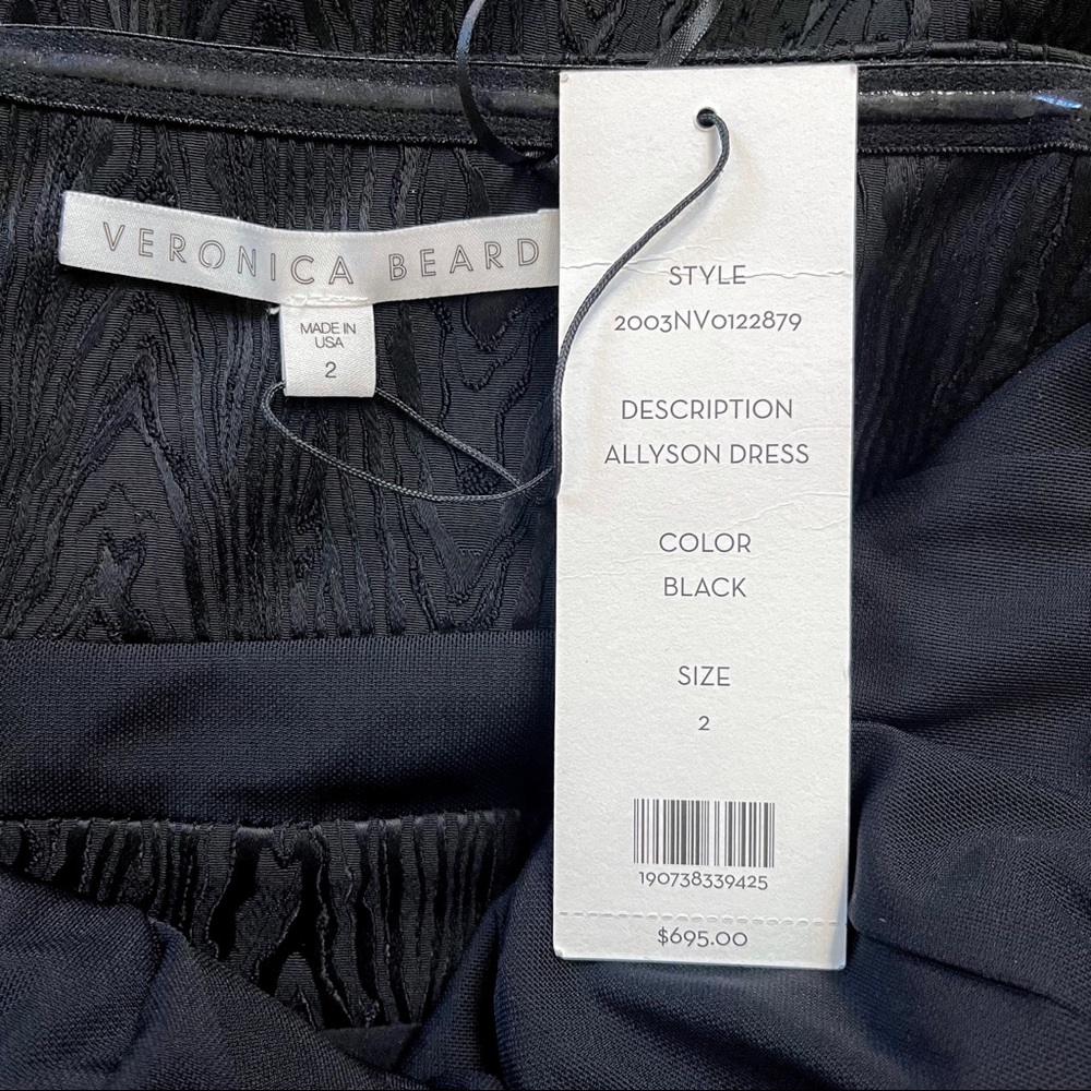 NWT Veronica Beard Allyson Black Strapless Jacquard Peplum Midi Dress Size 2 - Picture 12 of 13
